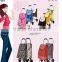 Rolling shopping bag catelogue, folding customize fabric shopping cart with wheel and seatl