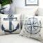 Nautical print throw pillow case/cushion cover Nautical Pillow Mediterranean style Anchors Compass