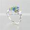 New Designer Adjustable Enamel Fish Shape Silver Ring With Rhinestone