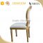 Promotional products Hotel furniture restaurant white pu leather dining chair gold aluminum solid wood chair gold ghost chair
