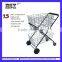 Foldable spray tennis / supermarket metal 2 baskets shopping trolley