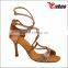 sexy charming lock ankle stiletto dance shoes tan satin with crystal dancing sandals elegant ballroom shoes with factory price