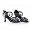 OL gorgeous diamond shoes with black satin crossed ankle strap luxurious ballroom dance shoes