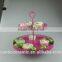 Factory Direct Price Two Tier Crystal Cake Stand Round Shape Metal Cake Stand