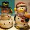 Ceramic 3d santa snowman decoration christmas candle holders