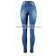 Top design Mid-waist ripped skinny pencil fit denim jeans for women