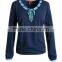 Ladies high fashion long sleeve 100% cotton t shirt design