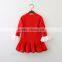 2017 Girls Dress Autumn Thin V Design Navy Dress Long Sleeved Girls Child Doll Dress
