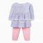 Wholesale children's boutique clothing unique birthday long sleeve kids wear stripe children girl baby clothes 1 set