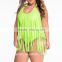 Free prom beach dress fresh sringe ornament plus-size triangle one-piece swimsuit for fat women