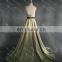 LN146 Real sample 2016 fashion golden belt unique neckline olive green taffeta wholesale maxi evening dress