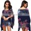 wholesale women fancy chiffon blouses fashion batwing caftan poncho shawl with botton magic multi-way tunic tops
