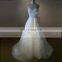 Elegant Sweet Heart A-line Ruffle ORG Wedding Dress With Sash Chapel Train