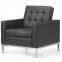 Modern stainless steel leg rest black single seat leather sofa set