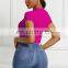 Women's eBay Amazon New Sexy Solid Color New Simple Fashion Short Sleeve Bottoming Bodysuit
