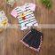 Baby Girl flower Outfit Toddler short sleeve tops + striped shorts 2PCS Set Summer Clothing for 1-6Y