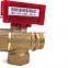 3 way brass electronic mixing mini actuator valve DC5V DC12V 24C DN15 DN20 3-way water valve L-flow and T-flow