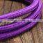2*0.75 & 3*0.75 White and Purple Zigzag Round Braided Cable Cloth Covered Copper Wire Lighting Flexible Electric Cord VDE CE