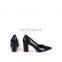 Women beautiful design black snake color block heel court shoe pointed toe sandals shoes (sandalias mujer)