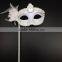 Party ladies fashion sexy white Princess Masquerade Masks With Stick venetian mask party supplies