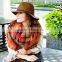 New Design Fashion Woman Orange Plaid Cashmere Square Shawl