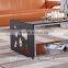LIving room RB-1307 Modern black stoving varnish rectangular tempered glass coffee table with stainless steel tea table