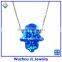 Beautiful Synthetic 925 Silver Sterling Blue Hand Opal Pendant Necklace