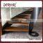 interior modern curved glass railing wood stair/tempered glass staircase