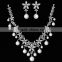 Platinum Plated Stylish Luxury Pearl Flower Bridal Necklace Set With AAA+ Cubic Zircon Micro Pave Setting for Women