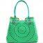 LASER-CUT PATTERN SAFFIANO TOTE SHOULDER BAG
