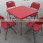 red color plastic folding camping square table for 4 seats