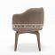 Soft dining armchair with wooden base HDAC1066