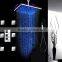 304 stainless steel 16" luxury shower faucet set led light shower with 3 way thermostatic valve and body jets