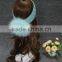 Hot sale Fashion Knit Headband Pattern Raccoon Fur Pompom for stylelish lady