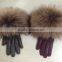 Winter Fashion Sheep Leather Gloves/raccoon Fur Gloves