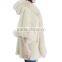 Women rabbit skin double face coat fox fur trim fur coat hoodie fur coat KZ150102