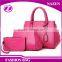 shiny PU classic 3 pcs of tote bag/purse/shoulder bag black PU women bags 2016