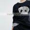 high quality with stripe on the right hem women 100% cotton blcak casual panda hoodies