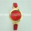 women fashion watch slim PU leather strap diamond gold case watch for ladies