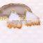 Natural Topaz Quartz Druzy Gem Stone Pendant, Gold Plated Edged Fan-shaped Topaz Pendant