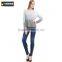 Round Neck Long Sleeve Pullover, Dip Dye Royal Cashmere Pullover