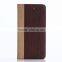 Nature wood grain PU card bumper/pocket cell phone case for Iphone