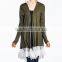 Women Nylon Spandex Stretch Blend Olive Lace Trim Open Cardigan 2017 New Arrival