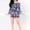 Short Boho Floral Jumpsuit Off the Shoulder Bell Sleeves Floral Print Womens Rompers Jumpsuits Sexy