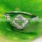 Spritual charm accessory Lucky Clover design top zircon diamond sterling 925 silver open ring