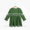 Fashion Green Baby Colthes Children Frocks Designs Ruffle Long Sleeve Warm Girl Dress