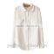 2015 round collar double chest pocket white chiffin women blouse