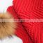 2015 New Year Products Raccoon Fur Pom Pom Children Knit Scarf Knitted Wool Scarf