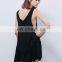 High quality deep v neck little black dress, woman sleeveless mini dress
