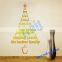 Fancy 58*40cm Golden Christmas Letters Tree Shape Removable Wall Stickers for Window and Room